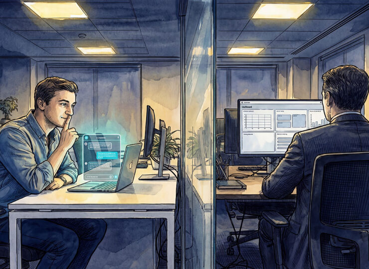 48% of workers hide their AI use from managers. Not because the tools are dangerous — because their managers made it feel that way. The research on why management, not technology, is the real AI bottleneck.