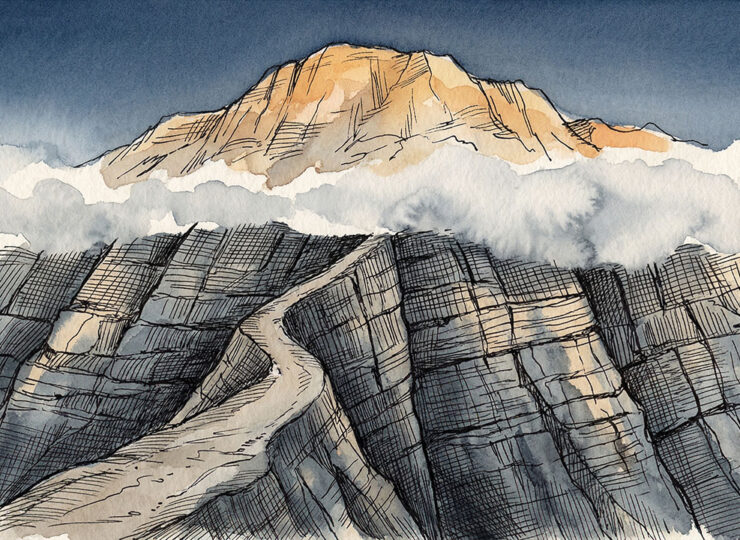 A mountain trail ending halfway up, summit clearly visible and unoccupied above — the gap between acceptable results and maximum results.