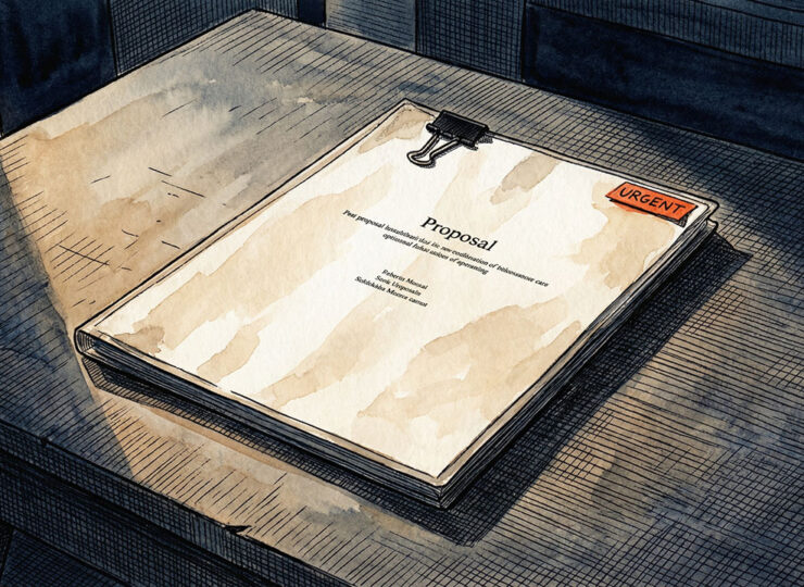 A sealed proposal document sitting untouched on a dark desk — the moment between sending and hearing back that most small business owners are stuck in