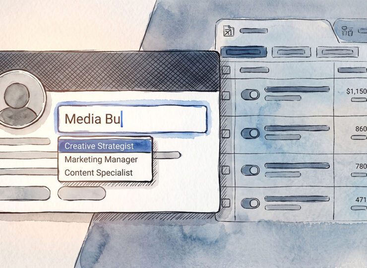 LinkedIn headline being edited from Media Buyer to Creative Strategist.